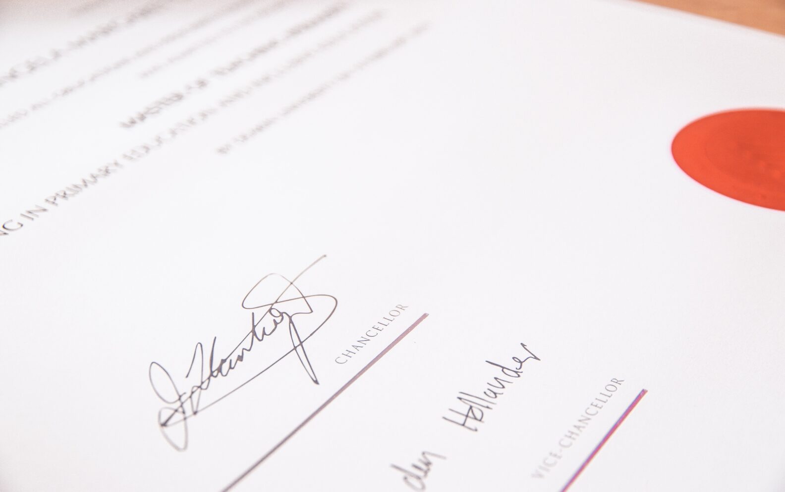 A close up of the signature on a document